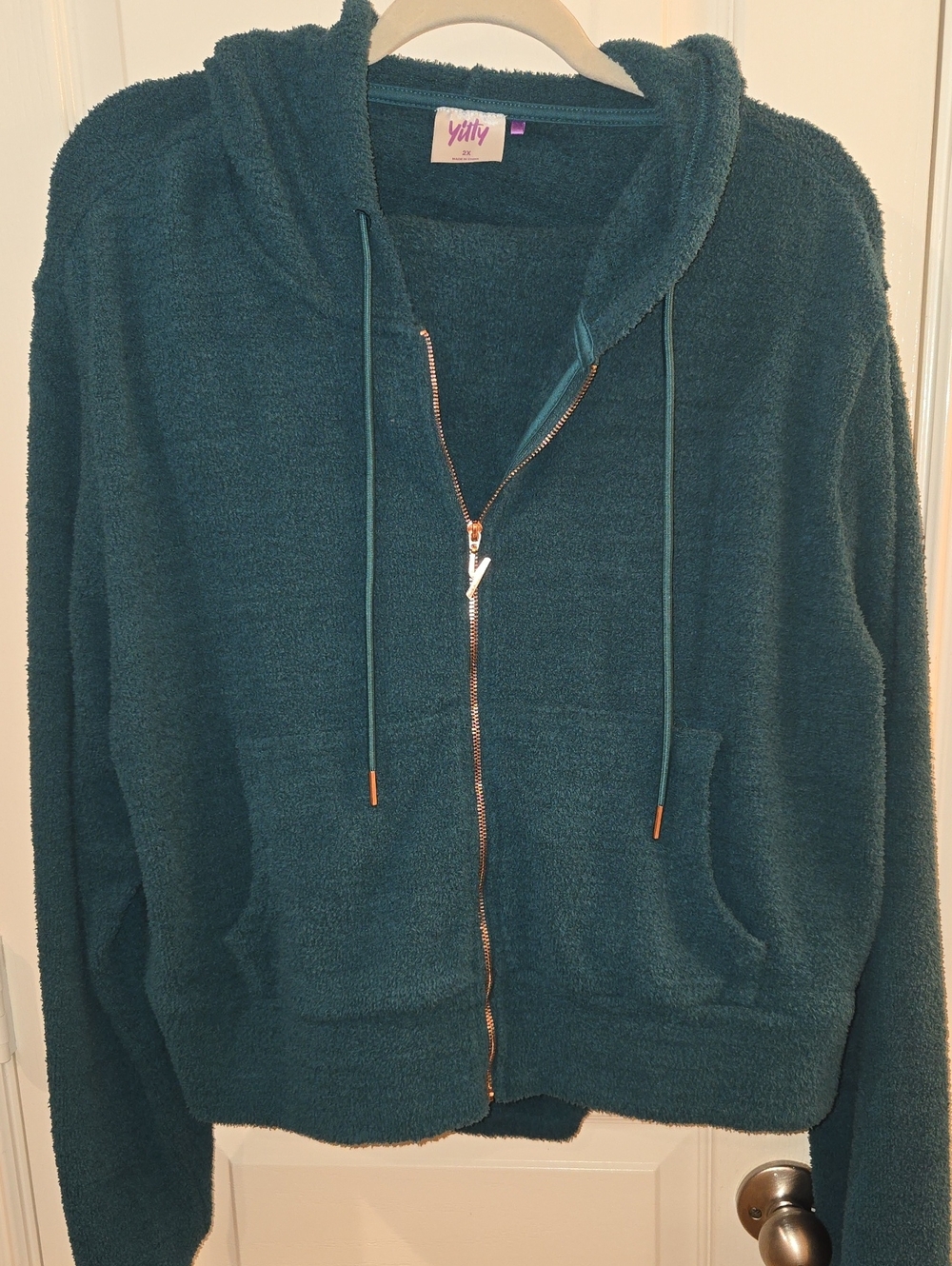 YITTY Teal Plush Zip Hoodie